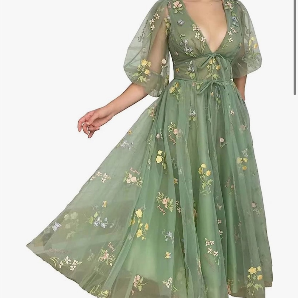 Cottagecore Fantasy Green Dress